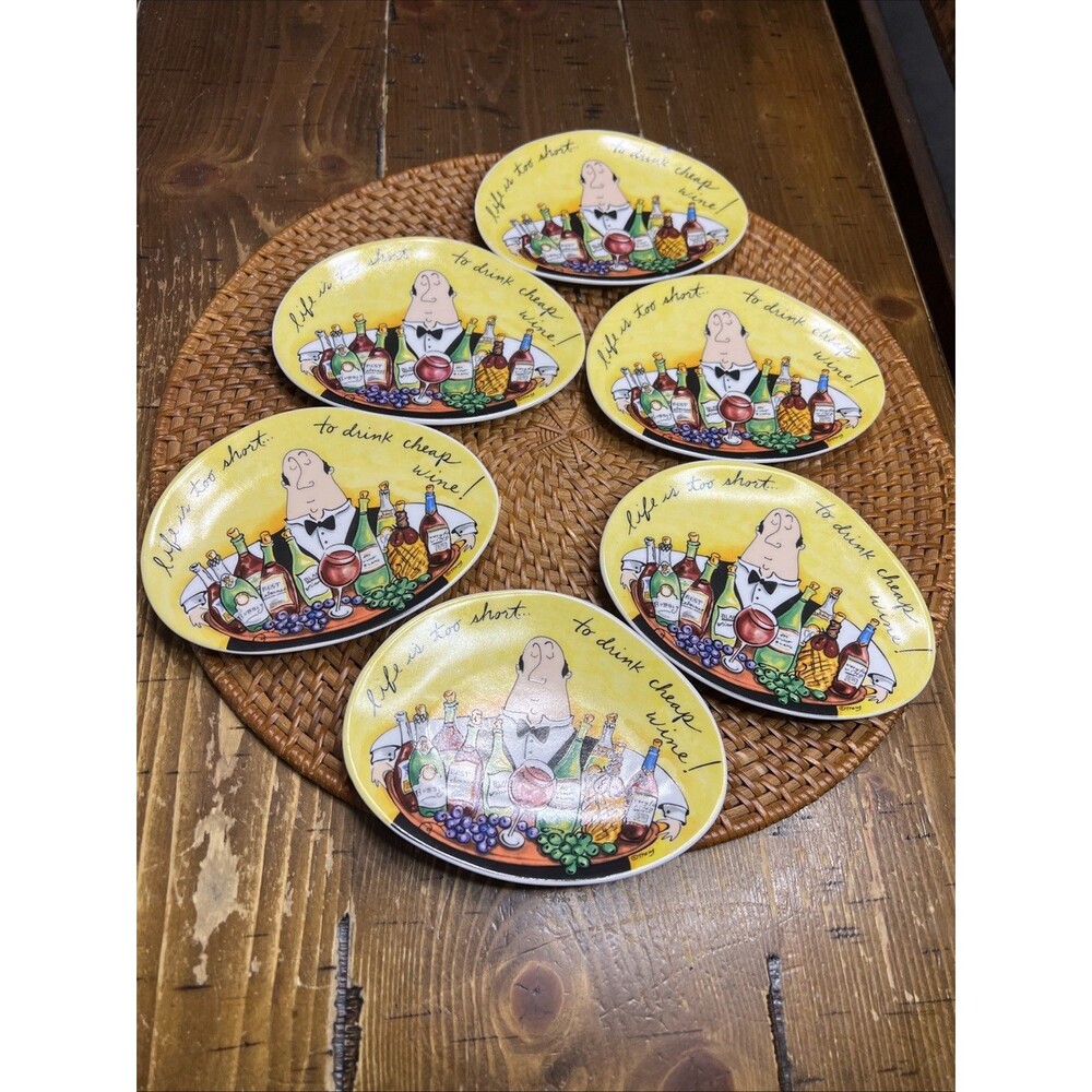 Mud Pie Tracy Flickinger Life is Too Short to Drink Cheap Wine Wall Plate (6)